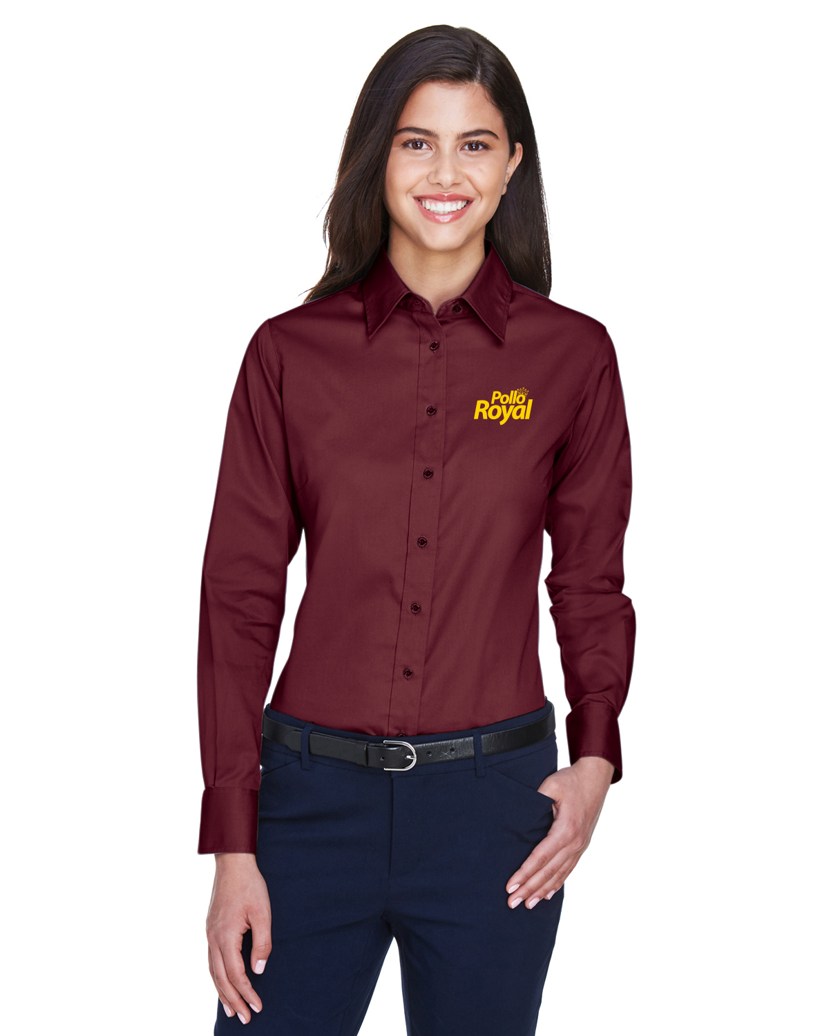 M500W Pollo Royal Ladies\' Easy Blend™ Long-Sleeve Twill Shirt with Stain-Release